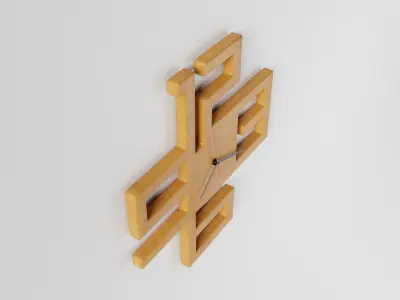 Wooden wall watch clock Low-poly 3D model