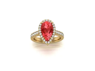 Pear Center Stone Halo Ring with Diamond Shank 3D print model
