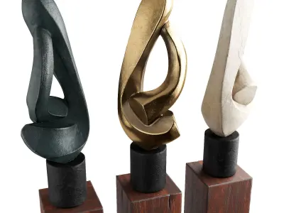 Absract Harp modern sculpture Low-poly 3D model