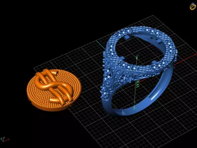 Luxury Dollar Sign Mens Ring With Diamonds Jewelry Gents Rings 3D print model