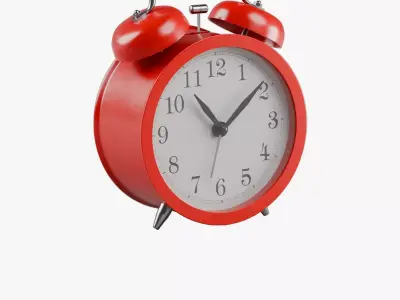 Retro alarm clock Red Low-poly 3D model