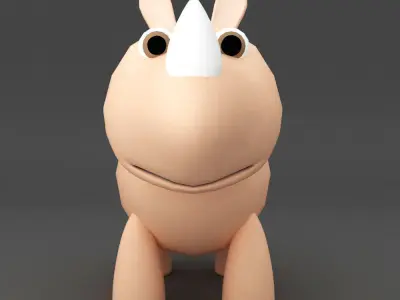 Rhino rigged toon 3d model  Low-poly 3D model