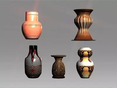 A classic decoration pots collection of Bakery family Low-poly 3D model