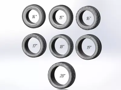 Set of tyres for scale models 3D print model