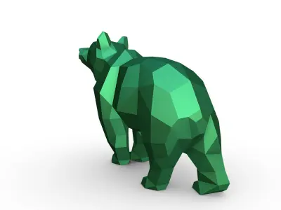 Bear low poly polygonal 3D print model