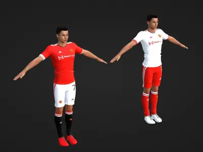 Cristiano Ronaldo - Manchester United - Two Models Low-poly 3D model