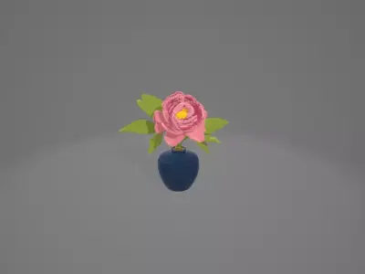 3D Flower in a Vase 3D model