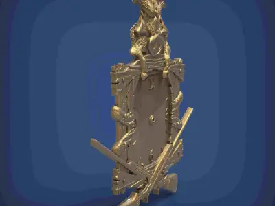 Carved clock for 3D printing and CNC 3D print model 7