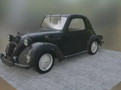 Simca 5 old car Low-poly 3D model