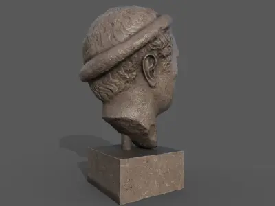 Male head sculpture   Low-poly 3D model