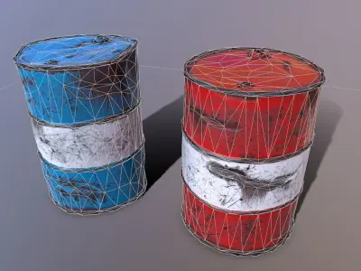 Metal Barrels low poly Game ready PBR  Low-poly 3D model