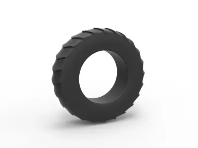 Pulling tractor rear tire 9 Scale 1 to 25 3D print model