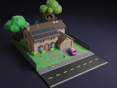 Simpsons House Low-poly 3D model