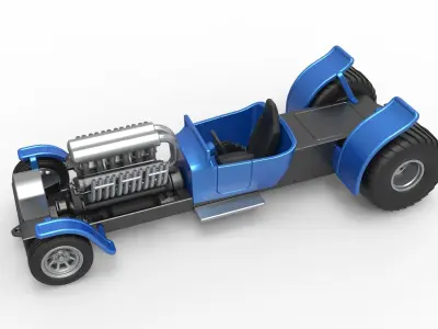 Pulling truck 2wd Hot rod with V12 Scale 1 to 25 3D print model