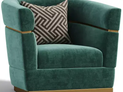 Temptation High Performance Luxury Velvet Armchair  MINT GREEN 3D model