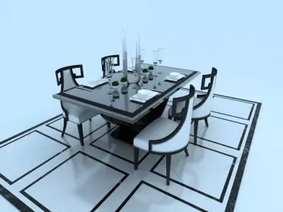 table dining and chairs 3D model