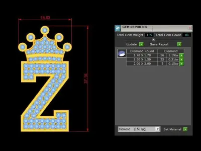 Alphabet V2 Diamond Font Style Pendant Z 3D print model