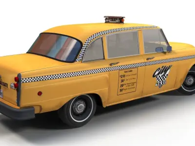 Yellow taxi Low-poly 3D model