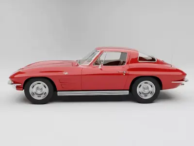 Pristine Red 1960s Chevrolet Corvette Stingray Coupe Low-poly 3D model