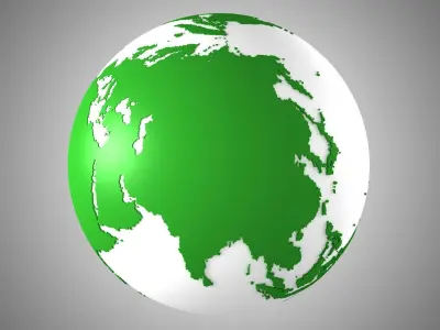 Solid Color Dark Green White Globe 3D model