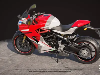 Sports Bike  Motorcycle DUCATTI Fully Rigged Game Ready Model Low-poly 3D model