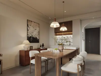 Modern living room dining room interior scenes 221 3D model