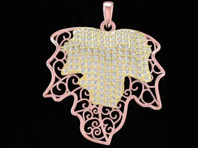 Luxury Leaf Shape Diamond Pendant Jewelry 1254 3D print model