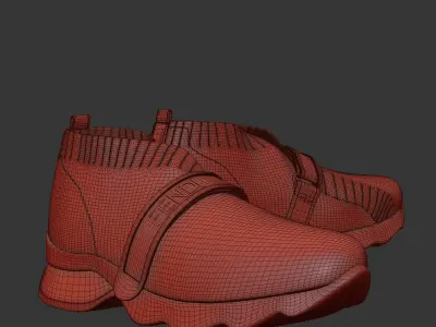 Fendi Monogram White Sneakers 3D model