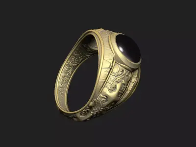 Cabochon design sterling silver brass bronze scroll-work 3D print model