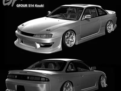 GP Sports G-FOUR S14 Silvia Kouki - GT7 Base Low-poly 3D model