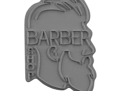 Barber Shop Neon Sign 3D model