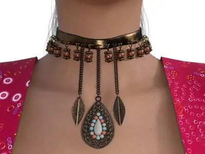 Antique gold necklace Low-poly 3D model