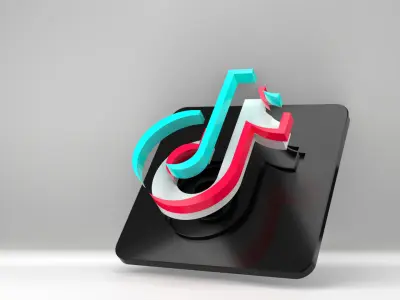  TikTok Logo Sign Board - Customizable - Puzzle  Low-poly 3D model