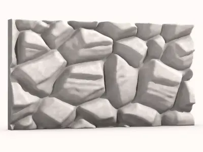 Weathered Fieldstone Wall Geometry 3D model