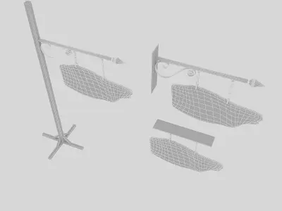 old wooden cafe sign 02 Low-poly 3D model