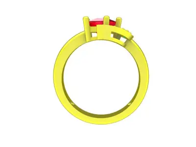 Luxury Crescent Moon Gemstone Ring 3D Model 4890 3D print model