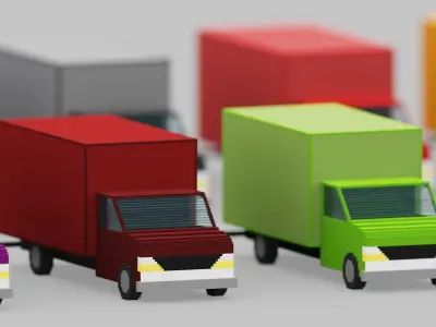  Voxel Truck Pack Low-poly 3D model