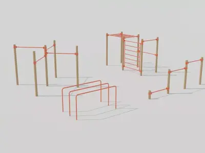 Calisthenics Station 3 Outdoor Fitness Equipment Street Workout 3D model