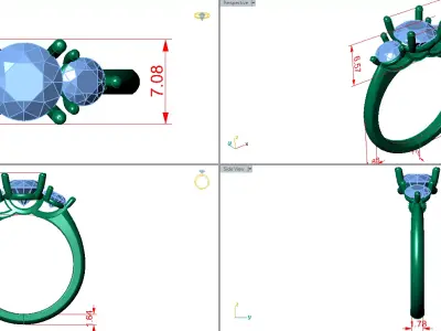 trinity ring with basket head with u shape design  3D print model