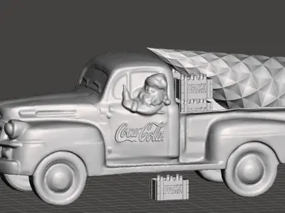 coka cola santa pick up truck 3D print model