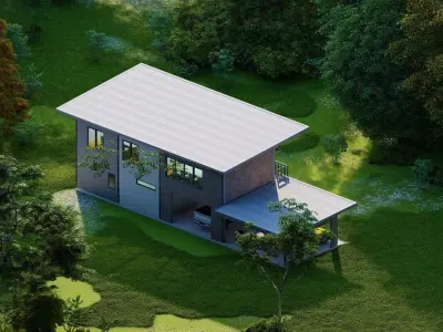 Forest villa-Casa Scene-Modern Villa 3D model