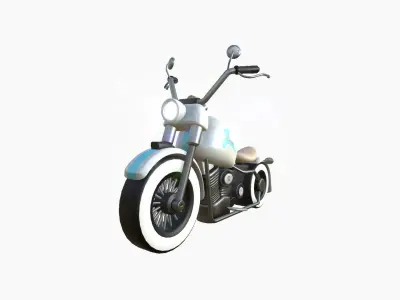 Motorcycle Cartoon A14 White Blue - Custom Vehicle Design Low-poly 3D model