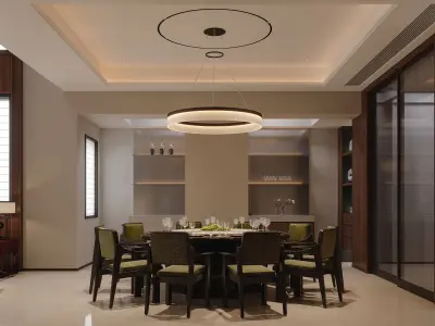 Modern Chinese Double Height Villa Living Room Interior 3D model