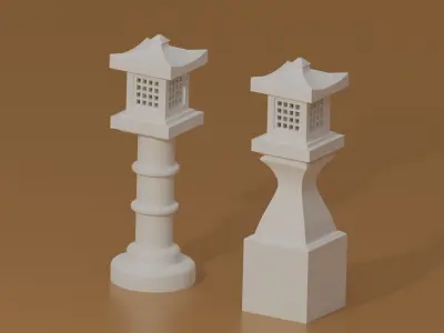 Japanese Stone Lantern Low-poly 3D model