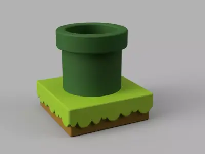 Tube on Grass Mario Free 3D print model