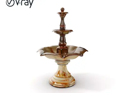 Vintage Ornamental Fountain Model Pack for Decoration Low-poly 3D model