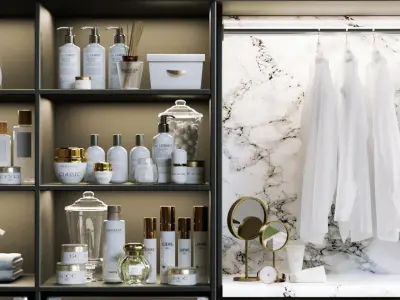 Laundry room with cosmetics for clothes and towels 3D model