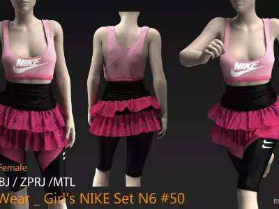 Sport Wear  Girls NIKE Set  N6  50  CLO3D ZPRJ FBX OBJ MTL 3D model