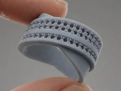 Double Row Pave Crossover Ring  FREE Earrings 3D print model