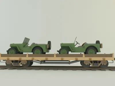 train wagon willys jeep 3D model